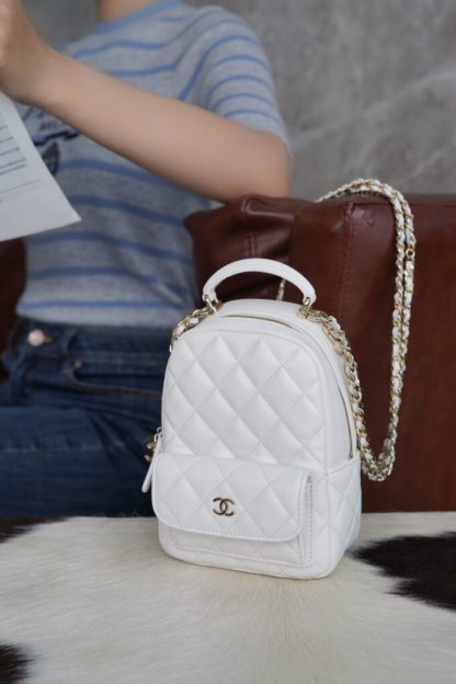 REPLICA CHANEL CLASSIC MINI BACKPACK CAVIAR WHITE #4035 - Image 3