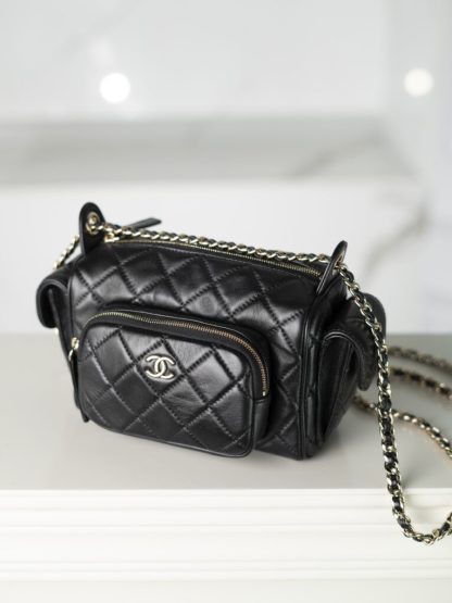 REPLICA CHANEL SMALL CAMERA CASE BLACK #4032