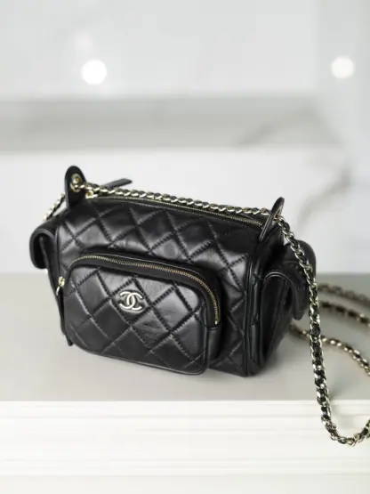 REPLICA CHANEL SMALL CAMERA CASE BLACK #4032