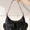 REPLICA CHANEL MAXI HOBO BAG BLACK LAMBSKIN 2025 #4036 - Image 5