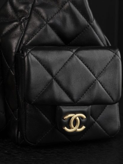 REPLICA CHANEL MAXI HOBO BAG BLACK LAMBSKIN 2025 #4036 - Image 11