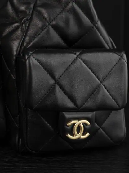 REPLICA CHANEL MAXI HOBO BAG BLACK LAMBSKIN 2025 #4036 - Image 11