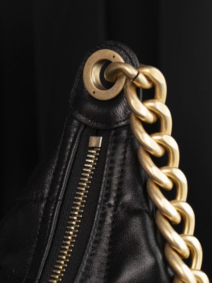 REPLICA CHANEL MAXI HOBO BAG BLACK LAMBSKIN 2025 #4036 - Image 12