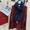  Loro Piana Vallé Scarf Cashmere Navy Blue #4017 - Image 4