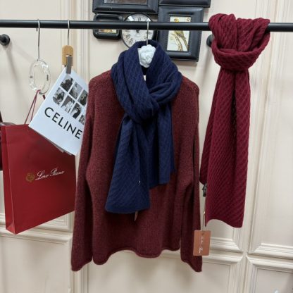  Loro Piana Vallé Scarf Cashmere Navy Blue #4017 - Image 3