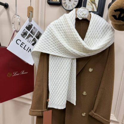  Loro Piana Vallé Scarf Cashmere White #4015 - Image 2