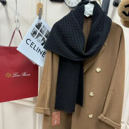  Loro Piana Vallé Scarf Cashmere Black #4016 - Image 2