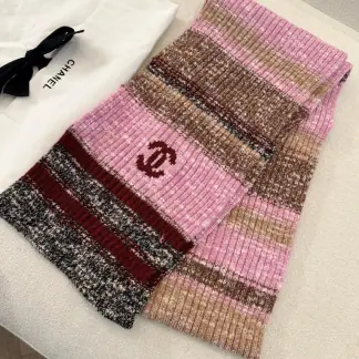 Replica CHANEL Wool & Cashmere Pink & Multicolor Scarf #4089