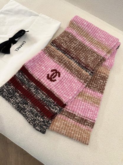Replica CHANEL Wool & Cashmere Pink & Multicolor Scarf #4089