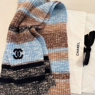 Replica CHANEL Wool & Cashmere Blue & Multicolor Scarf #4090