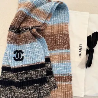 Replica CHANEL Wool & Cashmere Blue & Multicolor Scarf #4090