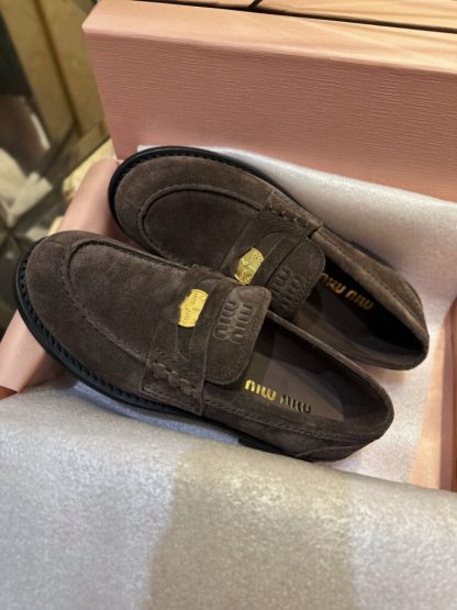  Miu Miu Faded suede loafers metal coin #4026 - Image 6