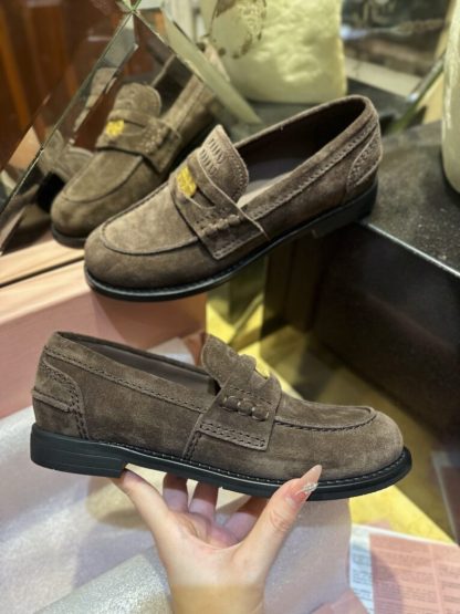  Miu Miu Faded suede loafers metal coin #4026 - Image 2