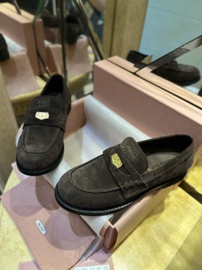  Miu Miu Faded suede loafers metal coin #4026 - Image 5