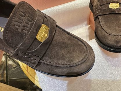  Miu Miu Faded suede loafers metal coin #4026 - Image 13
