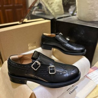 Replica Church's X Miu Miu Brushed Leather Double Monk Brogue Shoes #4029
