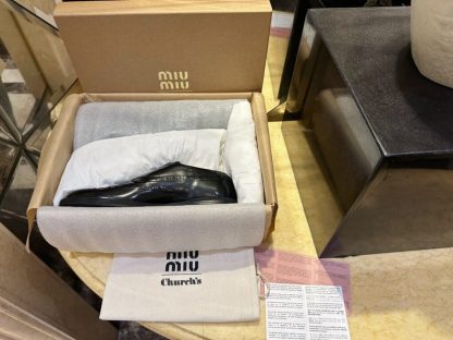  Church's X Miu Miu Brushed Leather Double Monk Brogue Shoes #4029 - Image 5
