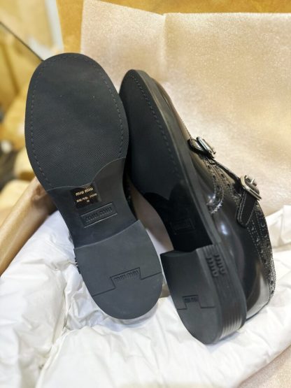  Church's X Miu Miu Brushed Leather Double Monk Brogue Shoes #4029 - Image 9