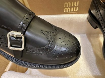  Church's X Miu Miu Brushed Leather Double Monk Brogue Shoes #4029 - Image 13