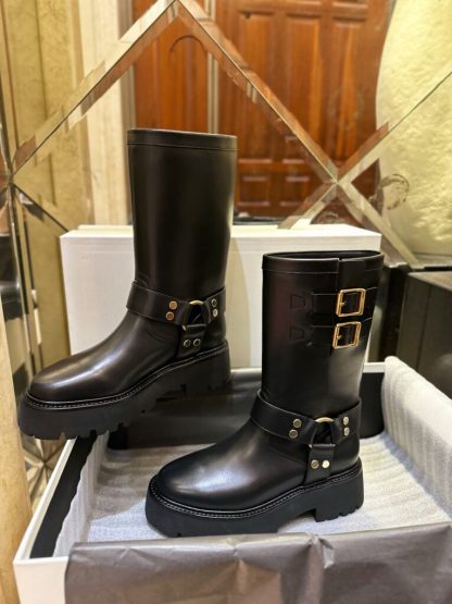 REPLICA CELINE BIKER MID BOOT WITH HARNESS IN CALFSKIN #3922 - Image 2