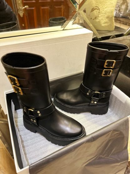 REPLICA CELINE BIKER MID BOOT WITH HARNESS IN CALFSKIN #3922 - Image 3