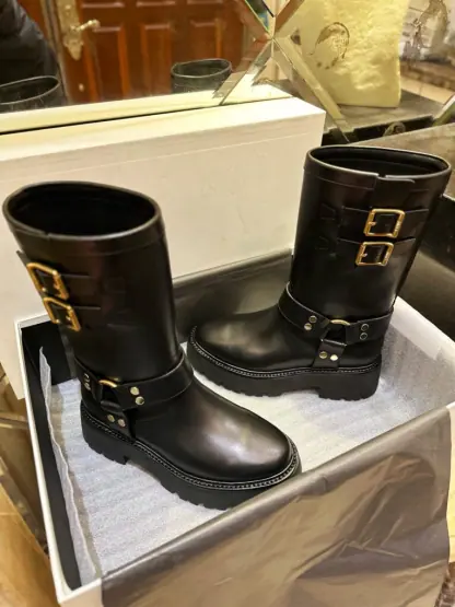 REPLICA CELINE BIKER MID BOOT WITH HARNESS IN CALFSKIN #3922 - Image 3