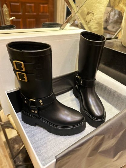 REPLICA CELINE BIKER MID BOOT WITH HARNESS IN CALFSKIN #3922 - Image 4