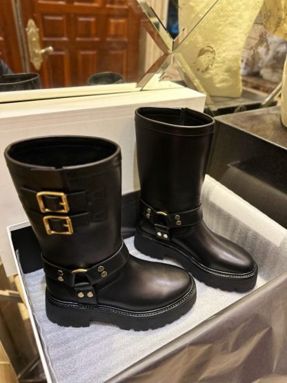 REPLICA CELINE BIKER MID BOOT WITH HARNESS IN CALFSKIN #3922 - Image 7