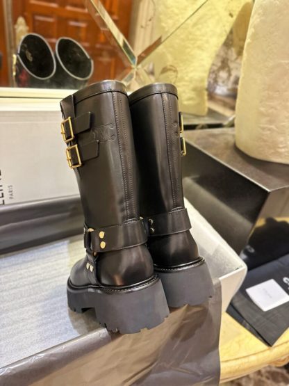 REPLICA CELINE BIKER MID BOOT WITH HARNESS IN CALFSKIN #3922 - Image 9