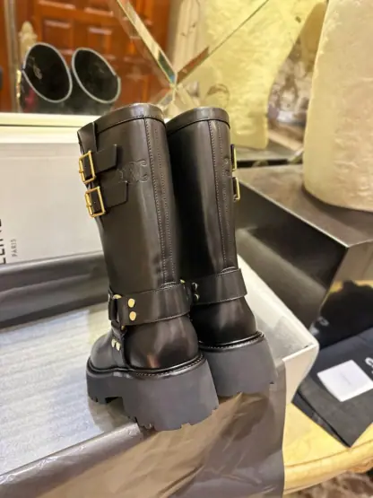 REPLICA CELINE BIKER MID BOOT WITH HARNESS IN CALFSKIN #3922 - Image 9