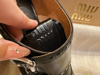  Church's X Miu Miu Brushed Leather Double Monk Brogue Shoes #4029 - Image 15