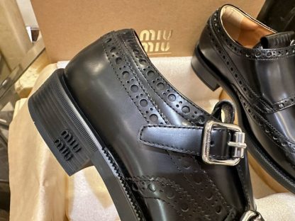  Church's X Miu Miu Brushed Leather Double Monk Brogue Shoes #4029 - Image 10