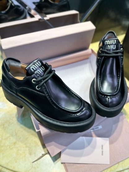 Replica Miu Miu Leather lace-up shoes #4028