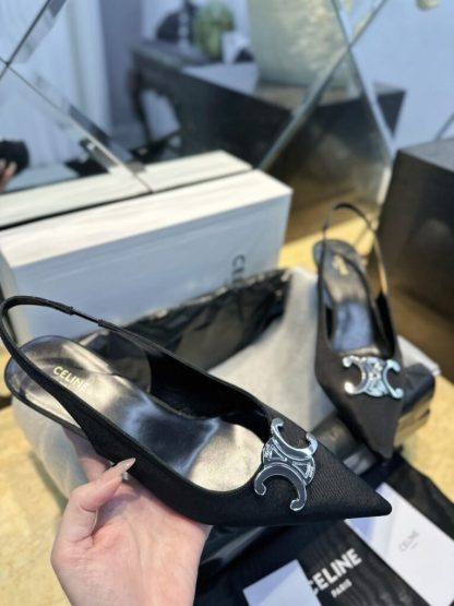 REPLICA CELINE ALMA TRIOMPHE SLINGBACK IN GROS-GRAIN HIGH HEEL SHOES #3928 - Image 3