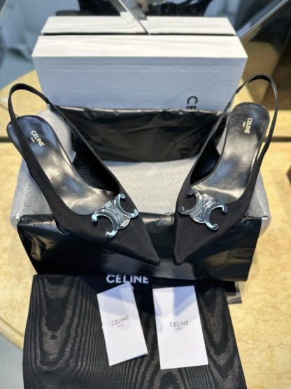 REPLICA CELINE ALMA TRIOMPHE SLINGBACK IN GROS-GRAIN HIGH HEEL SHOES #3928 - Image 4