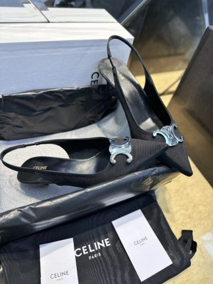 REPLICA CELINE ALMA TRIOMPHE SLINGBACK IN GROS-GRAIN HIGH HEEL SHOES #3928 - Image 5