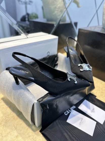 REPLICA CELINE ALMA TRIOMPHE SLINGBACK IN GROS-GRAIN HIGH HEEL SHOES #3928 - Image 6