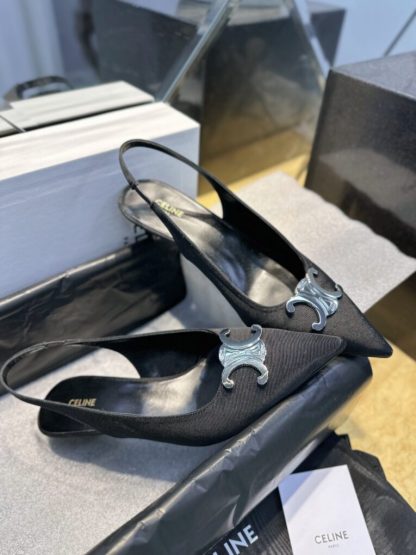 REPLICA CELINE ALMA TRIOMPHE SLINGBACK IN GROS-GRAIN HIGH HEEL SHOES #3928 - Image 8