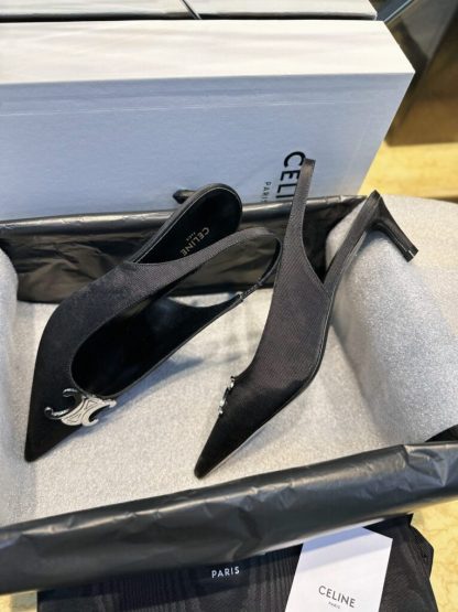 REPLICA CELINE ALMA TRIOMPHE SLINGBACK IN GROS-GRAIN HIGH HEEL SHOES #3928 - Image 9