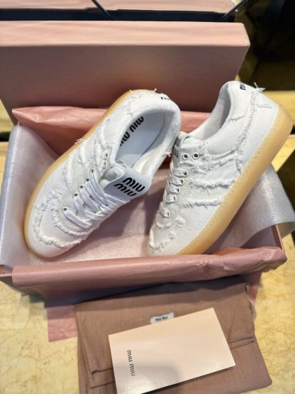  Miu Miu Denim sneakers White #4024 - Image 4