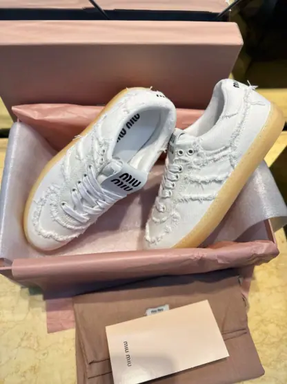  Miu Miu Denim sneakers White #4024 - Image 4