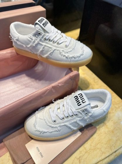  Miu Miu Denim sneakers White #4024 - Image 5