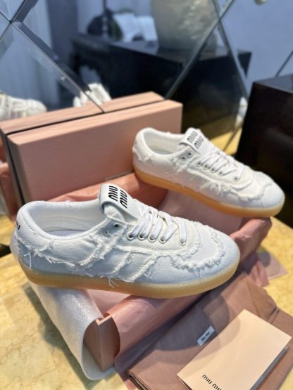  Miu Miu Denim sneakers White #4024 - Image 6