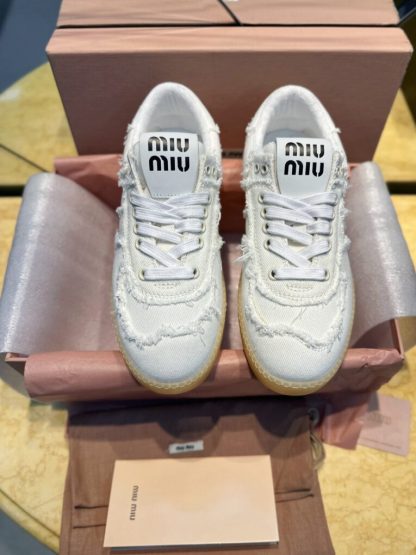 Replica Miu Miu Denim sneakers White #4024