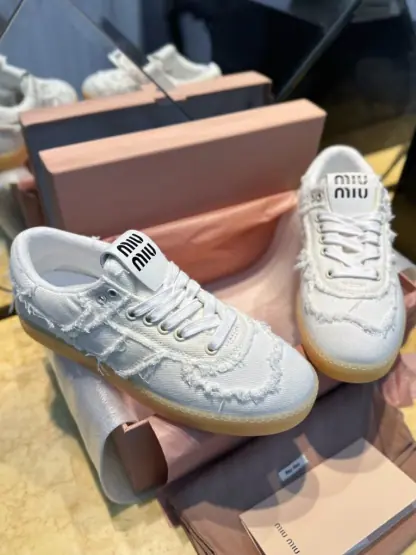  Miu Miu Denim sneakers White #4024 - Image 7