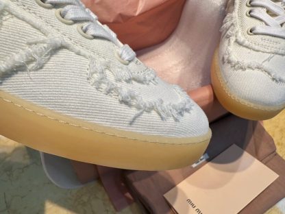  Miu Miu Denim sneakers White #4024 - Image 14
