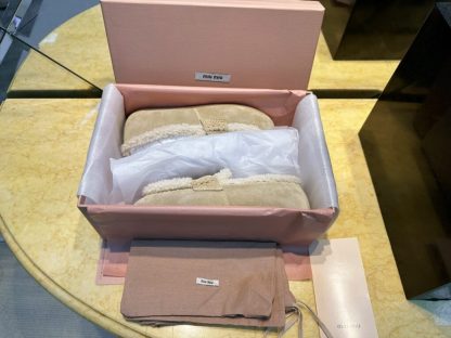  Miu Miu suede loafers with fur metal coin #4027 - Image 6