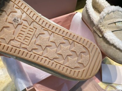  Miu Miu suede loafers with fur metal coin #4027 - Image 10