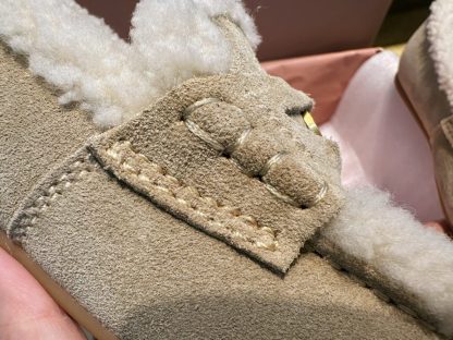  Miu Miu suede loafers with fur metal coin #4027 - Image 11