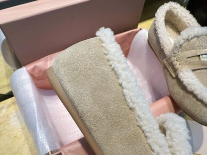  Miu Miu suede loafers with fur metal coin #4027 - Image 12